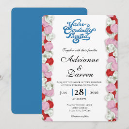 Convite de Casamento Pétala de Rosa 4 com Letras A