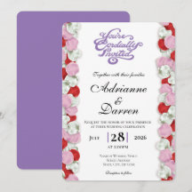 Convite de Casamento Pétala de Rosa 4 com Letras R