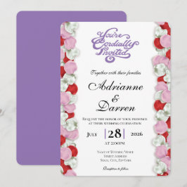 Convite de Casamento Pétala de Rosa 4 com Letras R
