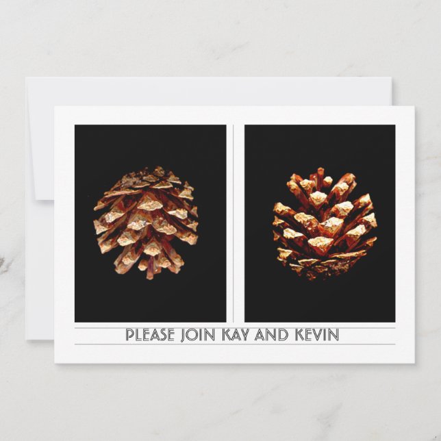 convite de casamento Pinecones (Frente)