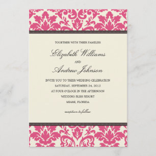 CONVITE DE CASAMENTO PINK CLASSY DAMASK