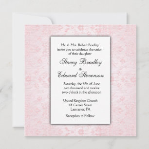 Convite de Casamento Pink Damask