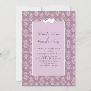 Convite de Casamento Pink Damask
