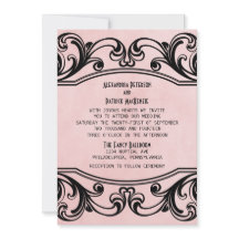 Convite de casamento Pink Vintage Swirls