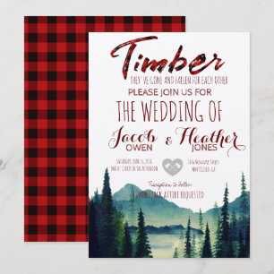 Convite de Casamento Plaid de Buffalo Mountain