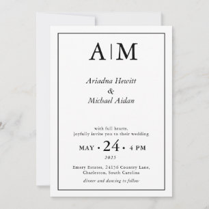Convite de Casamento Plano Branco Minimalista Eleg
