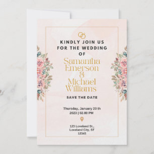 Convite de casamento plano Elegante