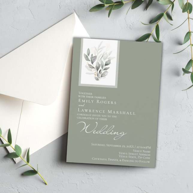 Convite de casamento Plano Eucalyptus Verde Sage (Criador carregado)