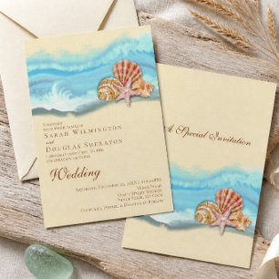 Convite de casamento plano Wave do Oceano Azul