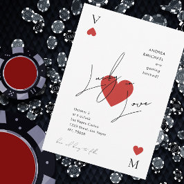 Convite de Casamento Playing Card Heart Vegas Casi