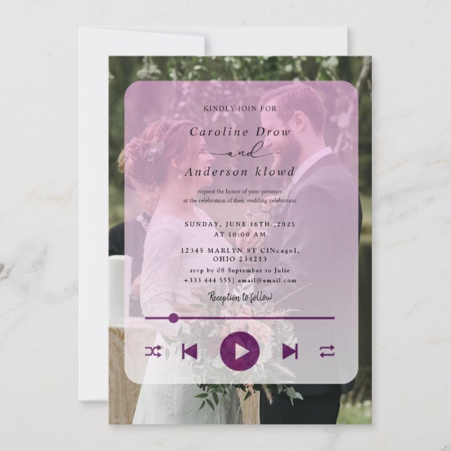 Convite de casamento Playlist (Frente)