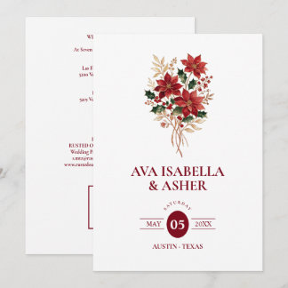 Convite de Casamento Poinsettia de Natal Exquisito