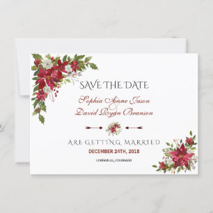 Convite de Casamento Poinsettia Vermelha do Natal