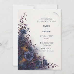 Convite de Casamento Pombo com Laço de Fita Azul R