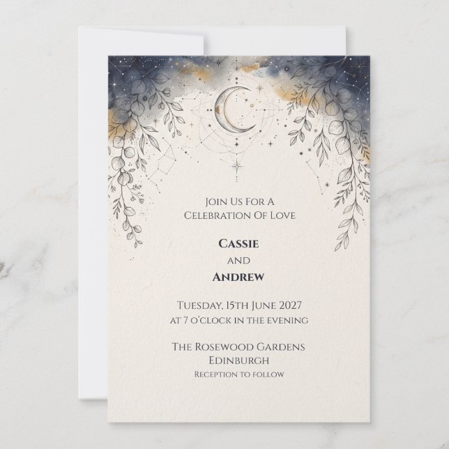 Convite de Casamento Pombo com Laço de Fita Azul R (Frente)