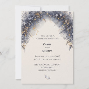 Convite de Casamento Pombo com Laço de Fita Azul R