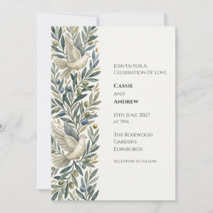 Convite de Casamento Pombo com Laço de Fita Azul R