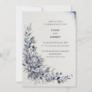 Convite de Casamento Pombo com Laço de Fita Azul R