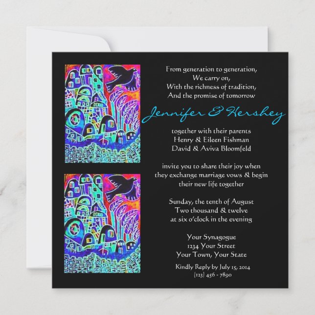 Convite de Casamento - Pombo da Paz Ébano (quadrad (Frente)