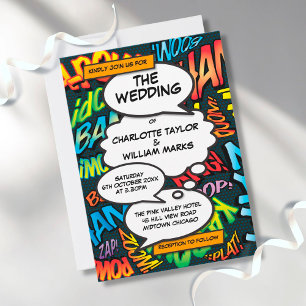 Convite de Casamento Pop Art de Quadrinhos