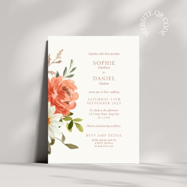 Convite De Casamento Por Aquarela Floral Elegante (Criador carregado)