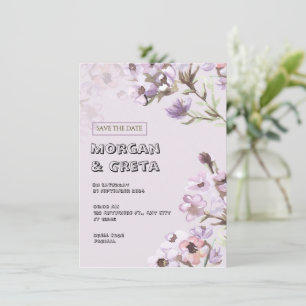 Convite De Casamento Por Aquarela Floral Roxa