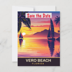 Convite de Casamento Pôr do Sol em Vero Beach Flór