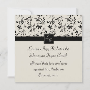 Convite de Casamento Pós-Casamento Floral Preto e 
