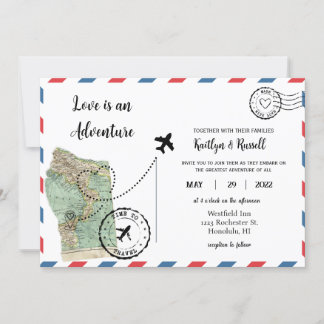 Convite de casamento postal - Casamento de destino