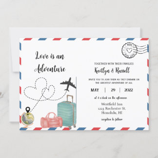 Convite de casamento postal - Casamento de destino