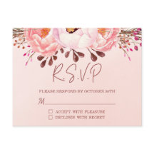 Convite de casamento postal de RSVP Floral Blush