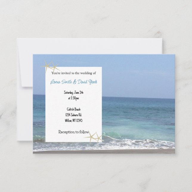 Convite de Casamento Praia Casual (Frente)