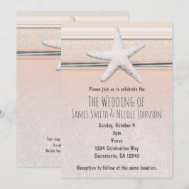 Convite de Casamento Praia com Estrelas-do-Mar Pês