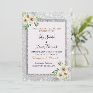 Convite De Casamento - Prata Branca Convite Floral