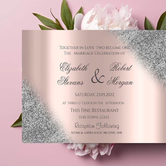 Convite de Casamento Prata com Degradê Glitter em  (Criador carregado)