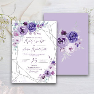 Convite de Casamento Prata e Roxo