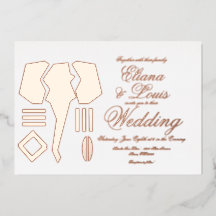 Convite de Casamento Prensado com Marca de Elefant