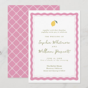 Convite de Casamento Preppy Rosa Limão Costa Amalf