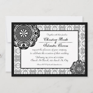 Convite de casamento preto árabe, 5x7