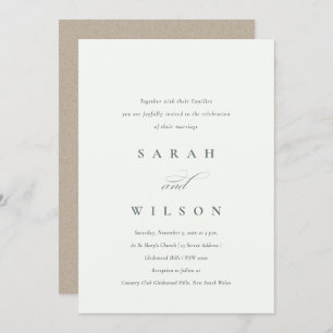 Convite de casamento preto branco de script simple
