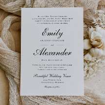 Convite de Casamento Preto Branco Estilo Elegante
