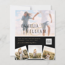 Convite de casamento preto branco FOTO CÓDIGO QR C