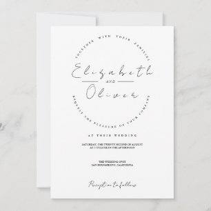 Convite de Casamento Preto Branco Minimalista Mode