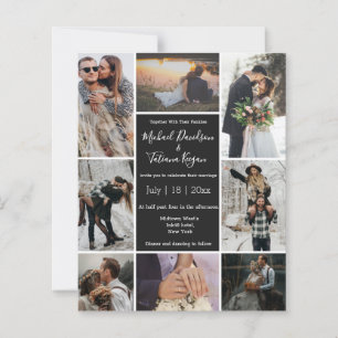 convite de casamento preto colagem 8 fotos orçamen