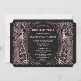 Convite de Casamento Preto com Arte em Rose Gold A