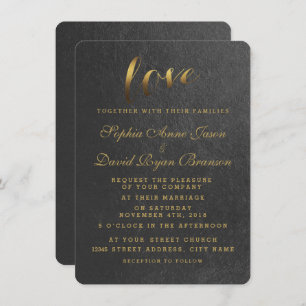 Convite de casamento Preto Com Espinho Ouro Brilha