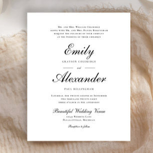 Convite de Casamento Preto com Estilo de Letra Ele
