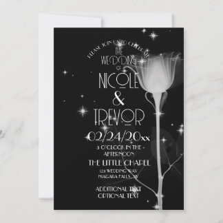 Convite de Casamento Preto com Flor de Raios-X Bri