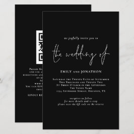Convite de casamento Preto de Código QR de Script