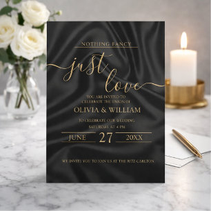 Convite de casamento preto design simples e elegan